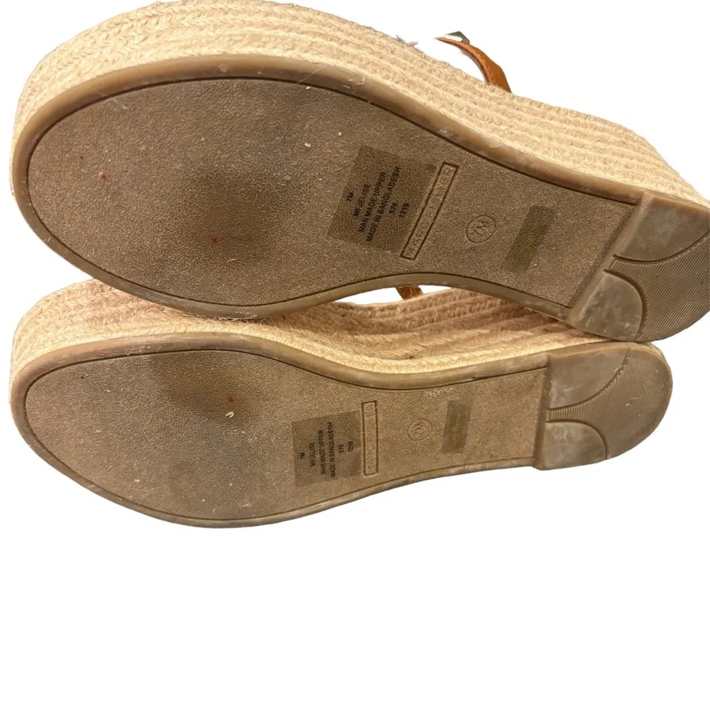 Marc Fisher Studded Clear Platform Espadrilles Wedge Sandals size 7